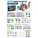 ساختنی مگنتی 66 قطعه مگنت تایل مدل Magnet Blocks کد 108 - تصویر 3